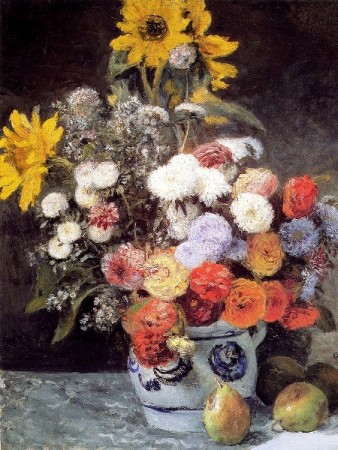 Zmiešané kvety v kamennom hrnci